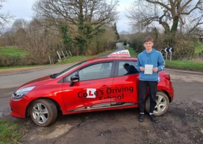 Image of Jay after passing his driving test in Banbury on New Year's Eve
