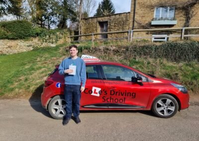 image of Brook after passing his driving test at Banbury Driving Test Centre