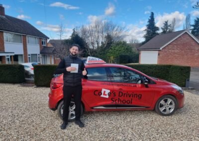 image of Felix after passing his driving test at Warwick Driving Test Centre